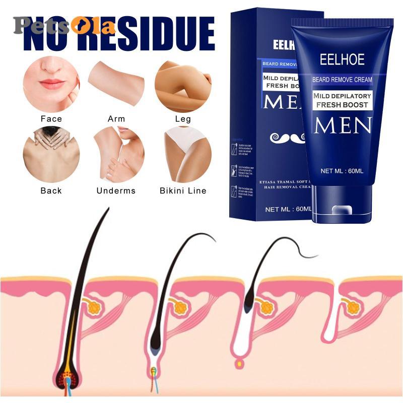 Kem Tẩy Lông Nam 60ml Làm Mới Nhanh Mịn Thoải Mái Không Đau