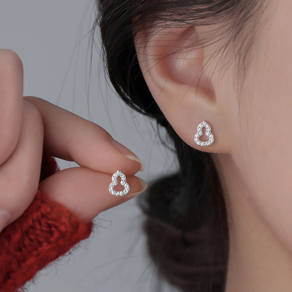 Bông tai bầu kim cương đầy đủ bạc S925