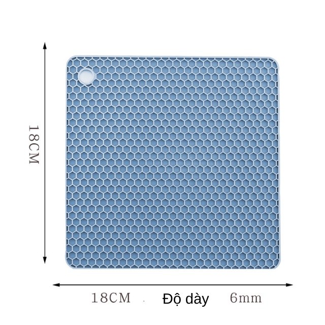 Miếng lót, tấm lót nồi silicone cách nhiệt chịu nhiệt [Dày 6mm], lót ly, lót nồi cơm chống trượt hình vuông tổ ong -THEA