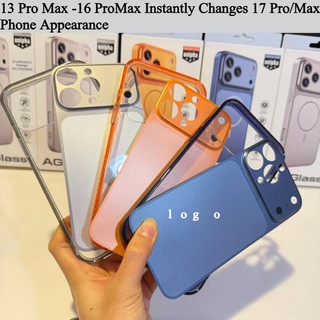 [Thay đổi tức thì thành 17 Pro / Max] Ốp điện thoại cứng pha lê 2 trong 1 + Phim mặt sau PC cho iPhone 13 14 12 15 16 Pro Max Ốp điện thoại