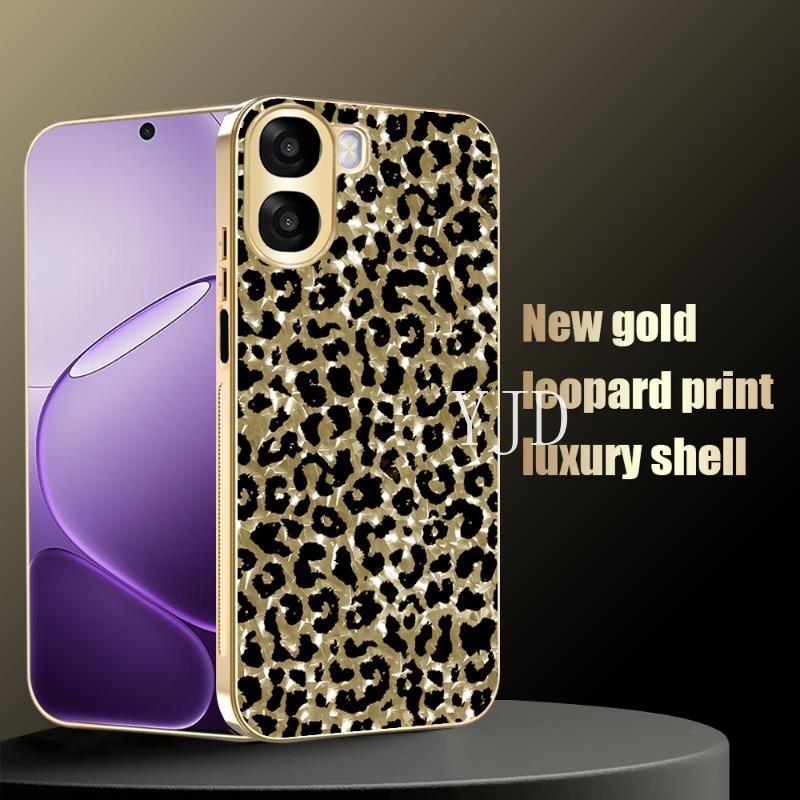 Ốp Lưng Cho OPPO A6 A6X A6s A6t Pro Leopard Print PC Backboard Mạ Điện Khung TPU Chống Rơi Điện Thoại