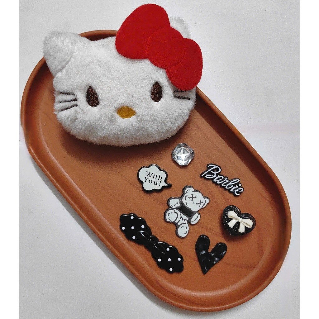 Set charm đầu mèo HELLO KITTY  bằng vải -Charm Gắn Dép DIY Phong Cách Kawaii, Phụ Kiện Trang Trí Dép - 7 SET TÙY CHỌN
