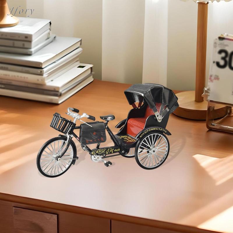 Jfory Mô Hình Rickshaw Hợp Kim Vintage Ba Xe Đạp Pedicab Đồ Chơi Mô Phỏng Diecast Sưu Tập Xoay Quay Có Thể Lái Bánh Xe Thích Hợp Cho Bộ Sưu Tập Trang Trí Nhà