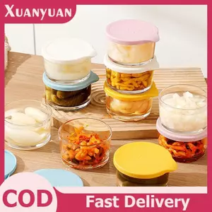 XUAN Lò Vi Sóng An Toàn Tròn Hộp Bảo Quản Thực Phẩm Cao Borosilicate Thủy Tinh Cọc Kín Bình Tủ Lạnh Trái Cây Rau Bảo Quản Bình VN