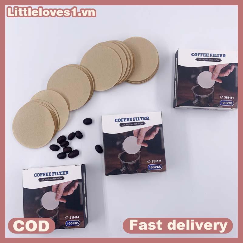 Littleloves1 51 / 53 / 58mm Giỏ Portafilter Giấy lọc cà phê cho máy pha cà phê Espresso 100 tờ Bộ lọc giấy cà phê tròn cho nồi Moka Phụ kiện cà phê VN