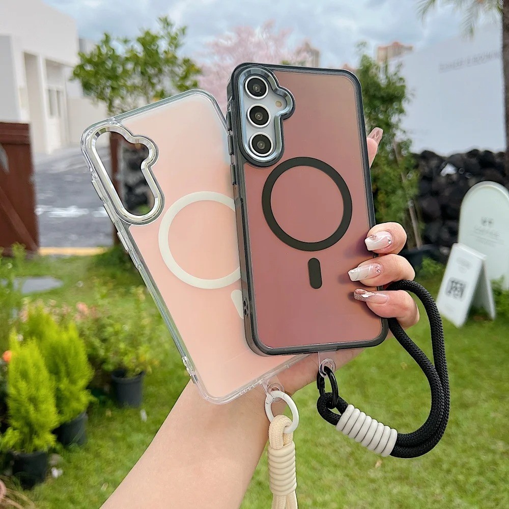 Gradient Laser Dây Đeo Tay Từ Tính Dành Cho Samsung S26 S25 S24 Ultra S26 Plus S24 S25 FE Edge Acrylic Cover