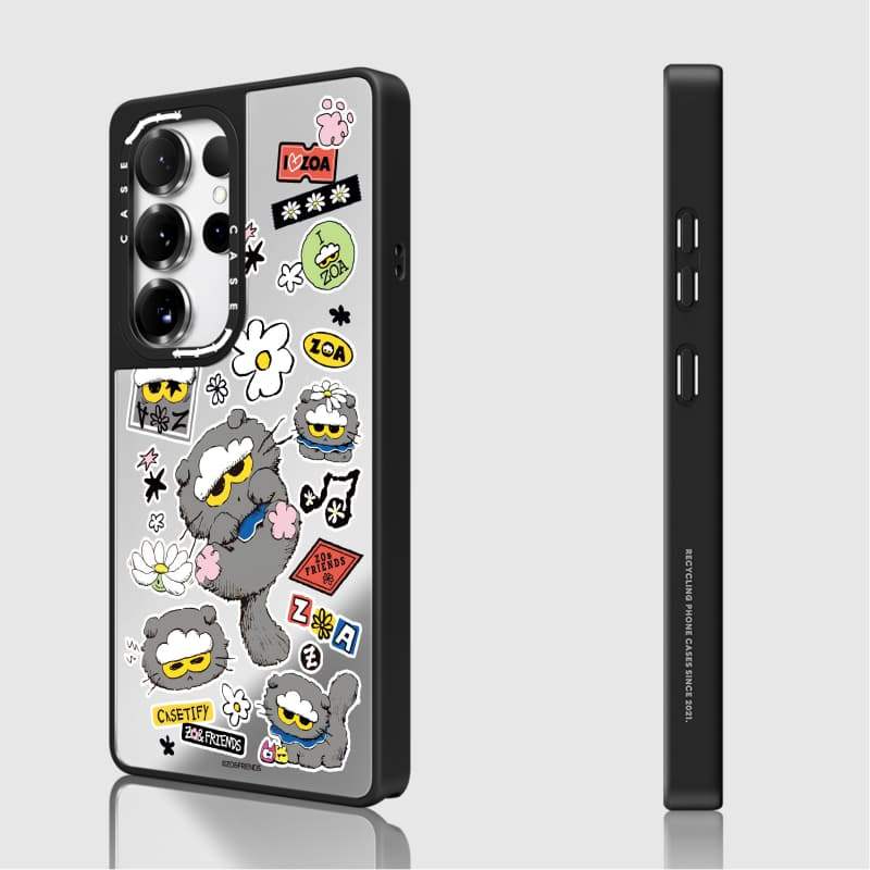 CASECASE X ZOA Sticker Case Matte Black & Sliver Mirror Vỏ hút từ tính Samsung Galaxy S26 S25 S24 S23 Ultra Plus Mặt sau cứng có hộp khắc logo
