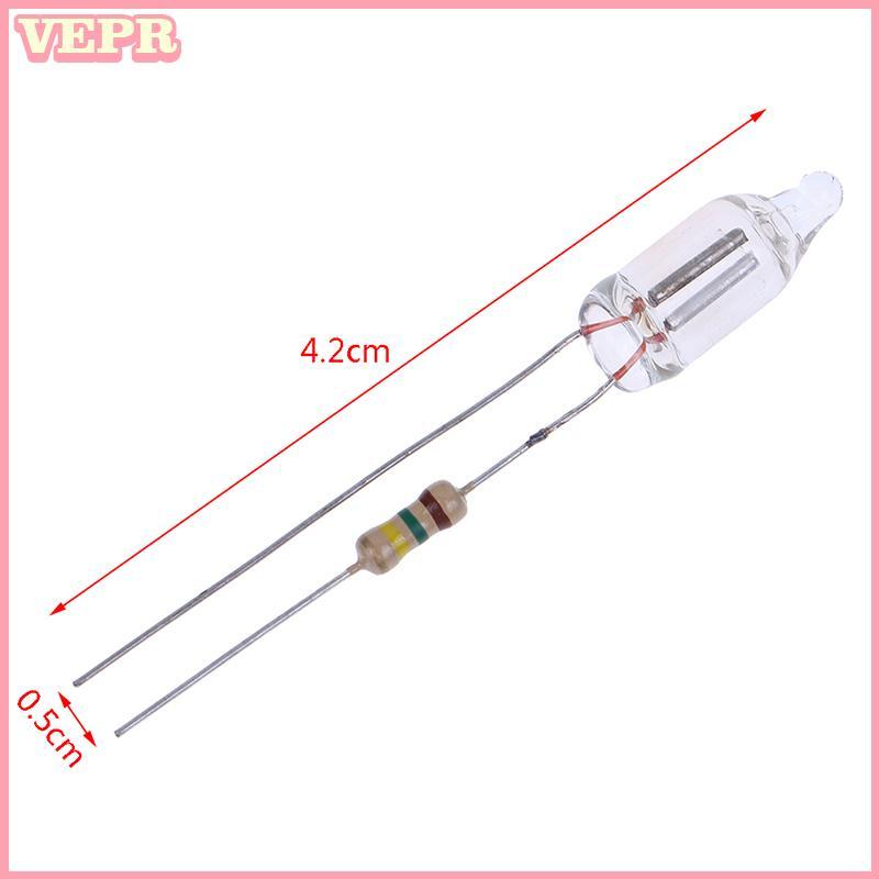 Nhang 20 chiếc Đèn báo neon có điện trở được kết nối với 220V 6 * 16 mm Đèn phát sáng neon Đèn báo chính vn