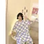 Shop Size Lớn Váy Ngủ Ngắn Tay Hoạt Hình Dễ Thương Kẻ Sọc Ngộ nghĩnh Một Mảnh Loungewear Rời Bộ Đồ Ngủ Thường Ngày Nữ