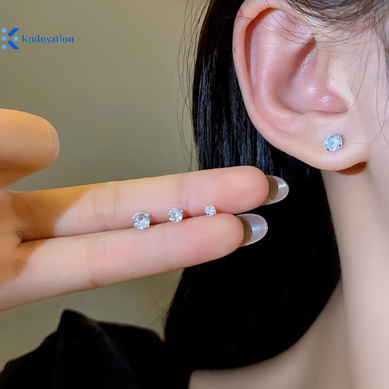 Kudosation - Bộ đôi bông tai pha lê zircon bóng, phụ kiện trang sức đẹp cho sụn tai