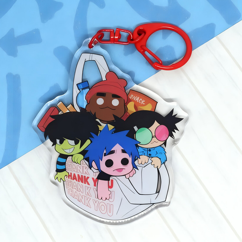 Gorillaz humanz hai mặt Acrylic Keychain dễ thương nhân vật hoạt hình Mặt dây chuyền