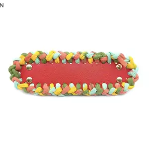 NS 26.5 * 8cm Túi Da PU Đáy Với 4 Đinh Tán Túi Hình Bầu Dục Đáy Chống Mài Mòn Mạnh Bền Túi Đáy Cho Móc Đan NS