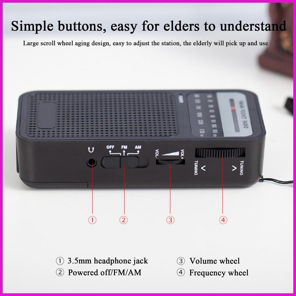 Loa không dây vô tuyến di động nhỏ bỏ túi đài FM có con trỏ chạy bằng pin điện tử cho nữ lyuvn