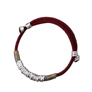 Vòng tay handmade phong cách Trung Hoa, dây cotton xoắn màu đỏ, phù hợp nam và nữ.