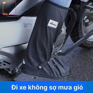 ( Size S- 2XL - BỌC GIÀY ĐEN ) Ủng ,Bọc giày đi mưa cao cổ dày dặn có khóa, chống nước, chống trơn trượt.bọc giày đi mưa