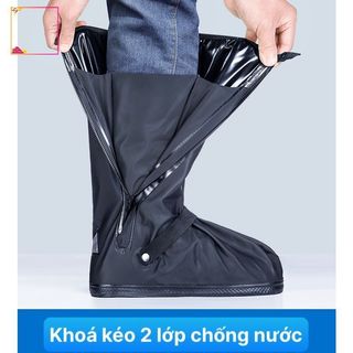 ( Size S- 2XL - BỌC GIÀY ĐEN ) Ủng ,Bọc giày đi mưa cao cổ dày dặn có khóa, chống nước, chống trơn trượt.bọc giày đi mưa