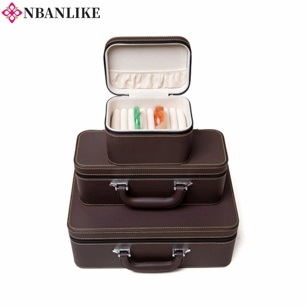 NBANLIKE Hộp trưng bày vòng tay NBANLIKE, Hộp đựng đồ trang sức bên trong nhung, Hộp đựng đồ trang sức sang trọng, Nhẫn da PU Vòng cổ Vòng đeo tay đựng du lịch Sử dụng