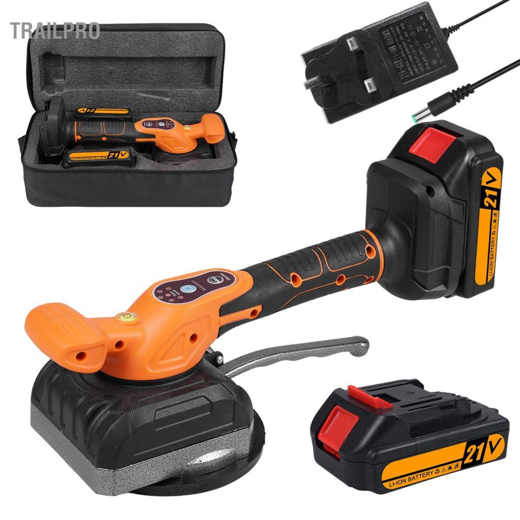 TrailPro Máy san phẳng gạch TrailPro Công cụ ốp lát 21V với 5 tốc độ có thể điều chỉnh Khả năng chịu tải cao Gạch lát sàn tường Máy rung cốc hút mở rộng Máy san phẳng bong bóng
