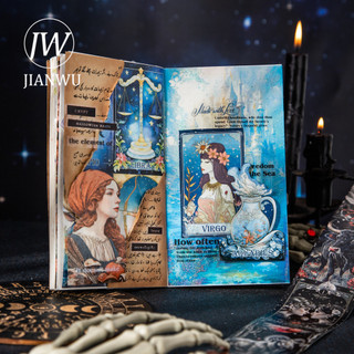 JIANWU Stellar Echo Series Vintage Hoa Chòm Sao Phong Cảnh Chất Liệu Cắt Băng Washi Sáng Tạo DIY Tạp Chí Văn Phòng Phẩm
