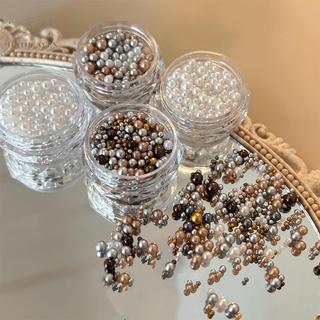[hatheaven] Móng tay Charms Trang trí ngọc trai Kích thước hỗn hợp Túi đầy màu sắc DIY Móng tay có thể đeo được Ngọc trai tròn Đá quý móng tay Thủ công đẹp