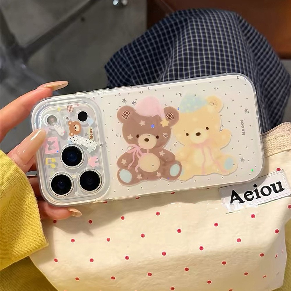 Ốp Điện Thoại Acrylic Dot Bear Cho iPhone 17 Pro Max 16 15 14 13 Vỏ Bảo Vệ Chống Sốc