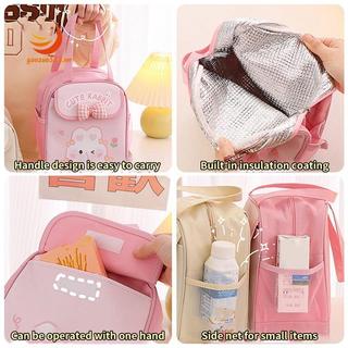 Túi đựng hộp cơm Kawaii dễ thương cách nhiệt tái sử dụng cho bé gái, giữ nóng/lạnh, màu be