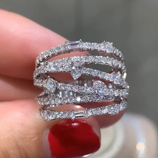 Nhẫn giọt nước hình học zircon nữ phong cách mới