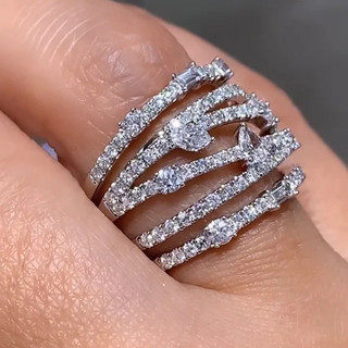 Nhẫn giọt nước hình học zircon nữ phong cách mới