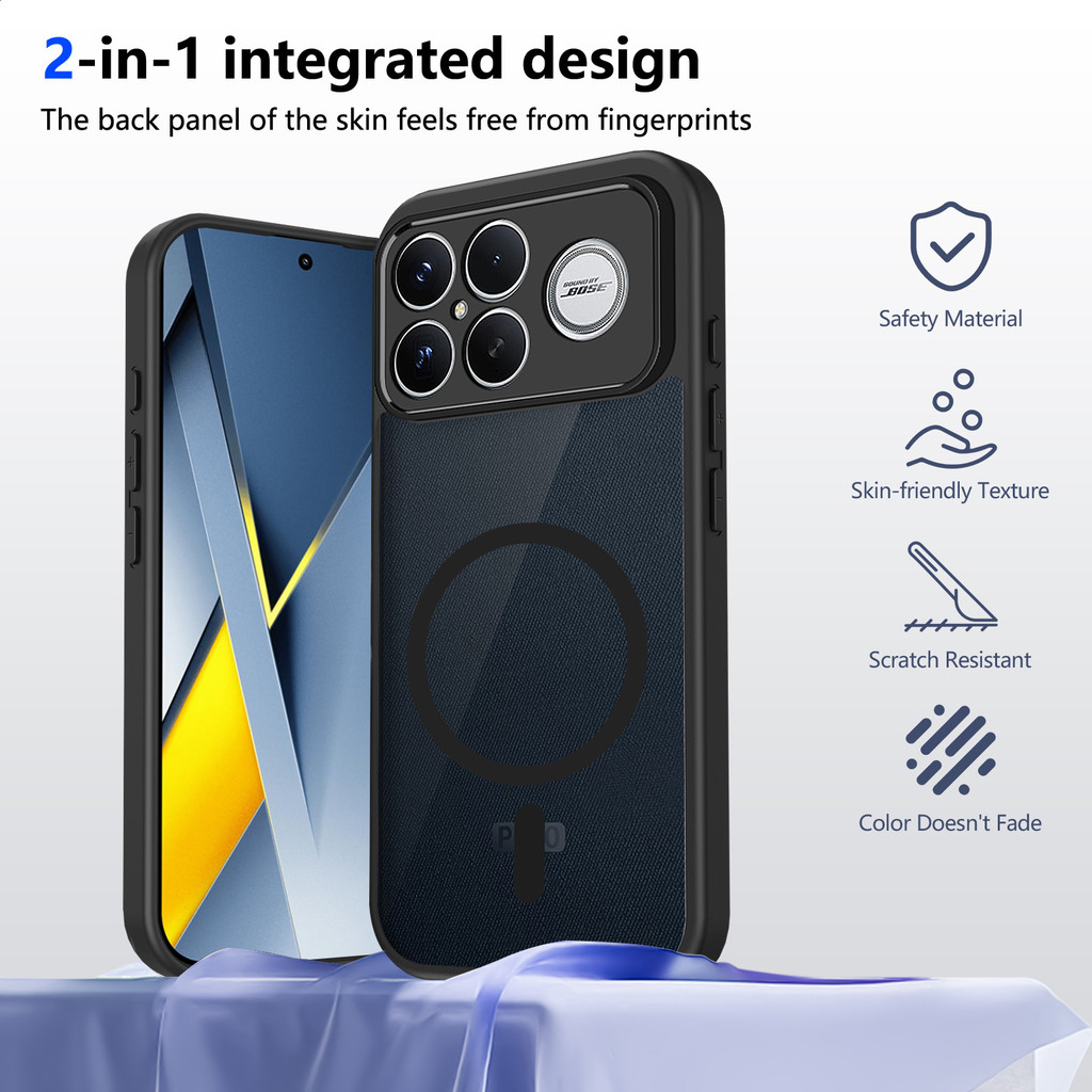 Ốp lưng Xiaomi Poco F8 Ultra 5G Vỏ thu hút từ tính màu đen mờ cho Ốp điện thoại Xiaomi Poco F8 Ultra 5G