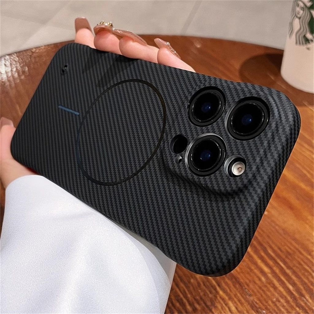 Ốp điện thoại không khung họa tiết sợi Carbon Kevlar sang trọng cho IPhone 11 12 13 14 15 16 Pro Max Vỏ Pc siêu mỏng