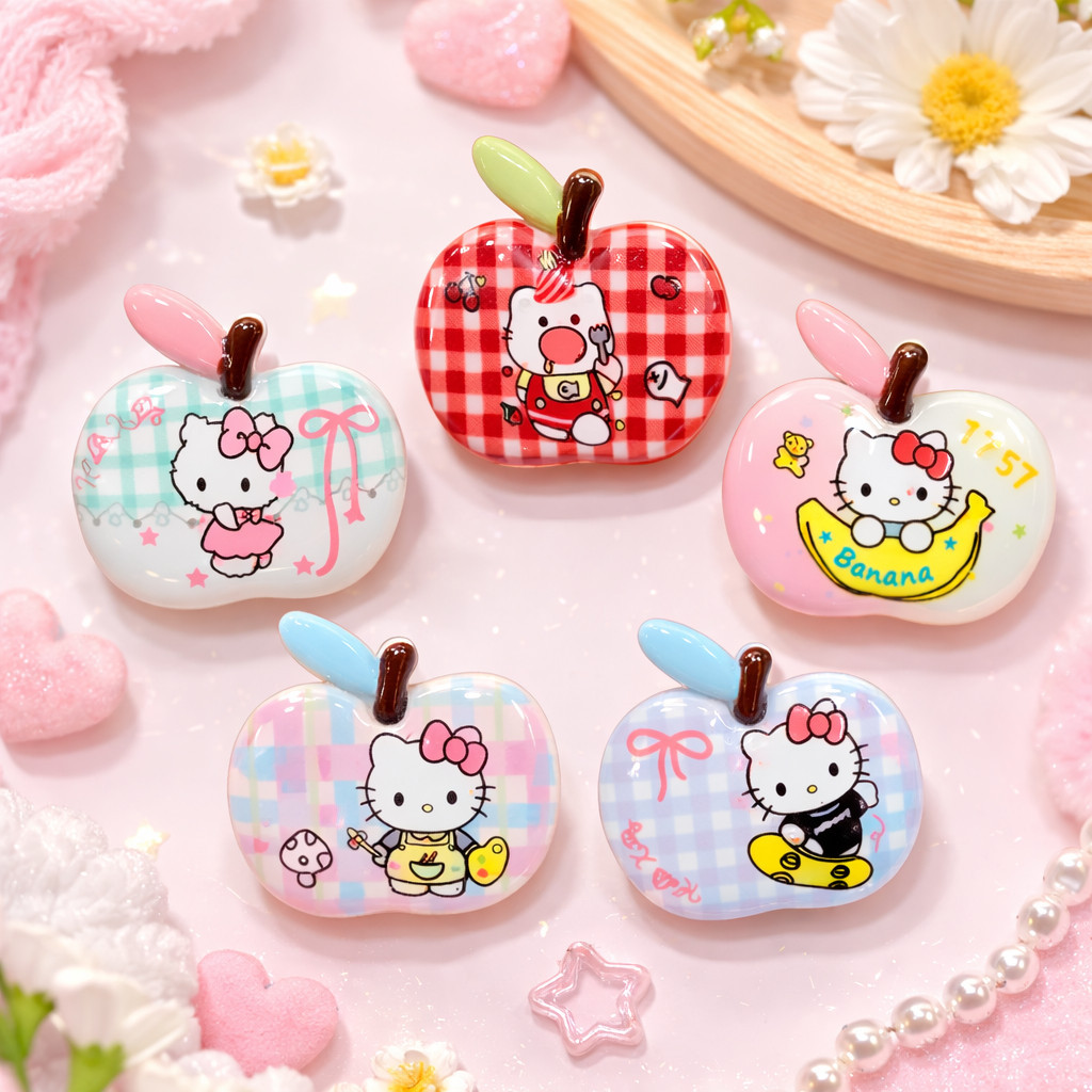 Set Charm Hello Kitty Táo Đỏ Candy Siêu Cute – Bộ Charm Kitty Apple Kawaii