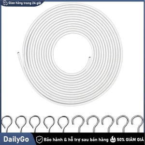Dây phơi đồ cáp treo tường đa năng dài 2m có phụ kiện Bộ Dây Treo Rèm Cửa Sổ， Dài 2M，Kèm Khoen Tròn Và Móc