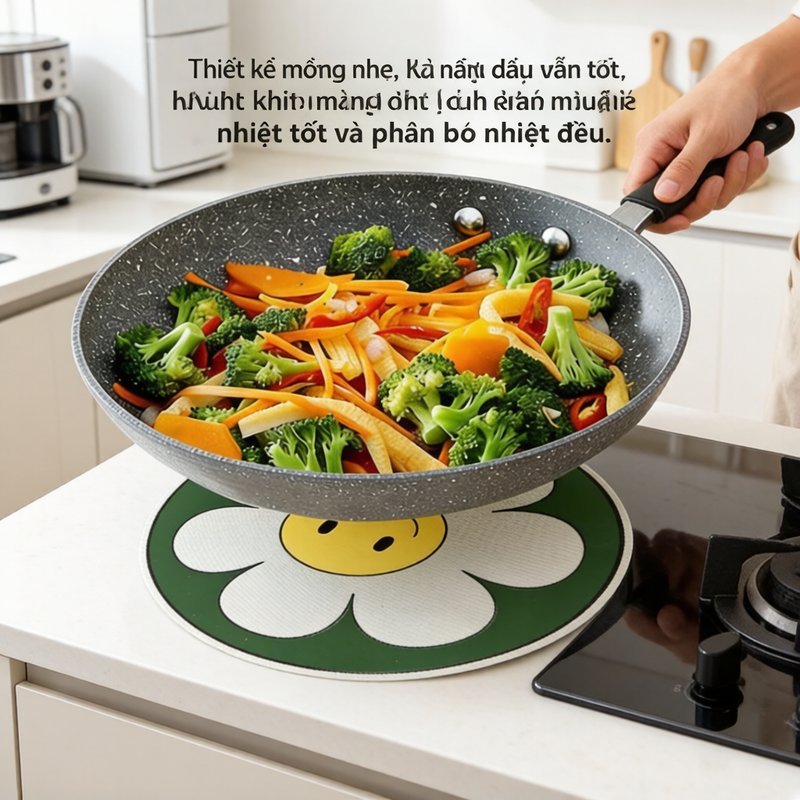 Tấm lót bếp từ chống trượt chống xước chịu nhiệt cao dẻo dai dễ lau sạch màu xanh lá vàng bảo vệ bếp