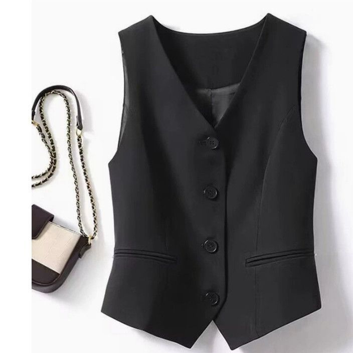 (8 Màu) Áo Vest Nữ Mùa Xuân Màu Đen Chắc Chắn Nữ Áo Blazer Chính Thức Không Tay