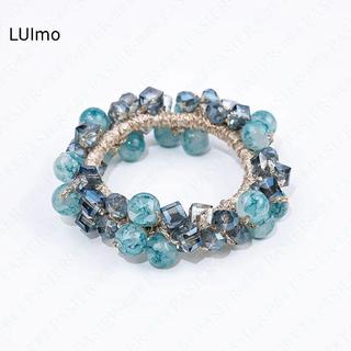 LUImo Sáng Bóng Pha Lê Dệt Cao Đuôi Ngựa Thanh Lịch Dây Cao Su Co Giãn Sang Trọng Phụ Kiện Tóc
