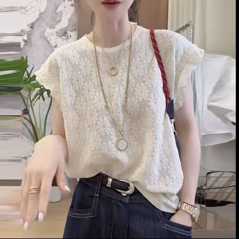 Áo thun nữ ngắn tay dệt kim, form ôm vừa vặn, phù hợp mùa hè
