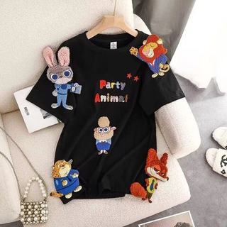 Crazy Zoo Bé Trai Bé Gái Quần Áo Trẻ Em Áo Thun Cotton Nguyên Chất Mùa Hè Phong Cách Mới Trung Nhỏ Trẻ Em Ba Chiều Hoạt Hình Tay Ngắn ins Top Hợp Thời Trang