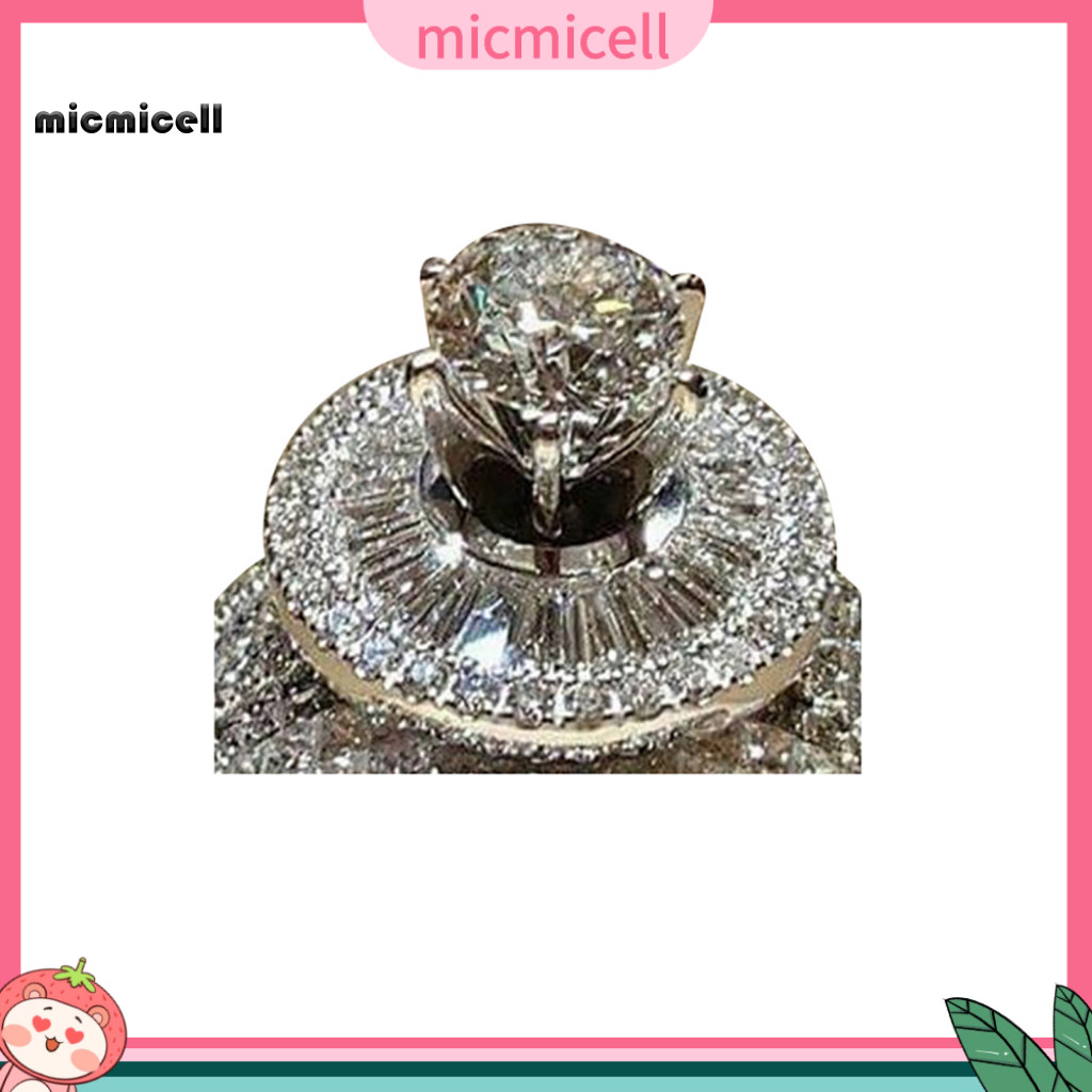 Một Bộ 2 Chiếc Nhẫn Đính Hôn Phong Cách Thời Trang Với đá Nhân Tạo Cubic Zirconia