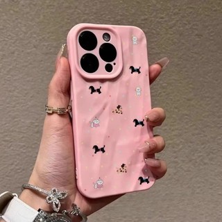 Dành Cho IPhone 17 16 15 14 13 12 11 Pro Max X XR XS Max 7 8 Plus Dễ thương Wave Point Dachshund Dog xếp li vỏ mềm