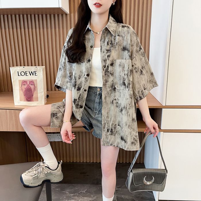 Áo sơ mi chống nắng tay ngắn phong cách retro độc đáo, họa tiết hoa mới mùa hè, kiểu dáng Hong Kong, hợp thời trang.