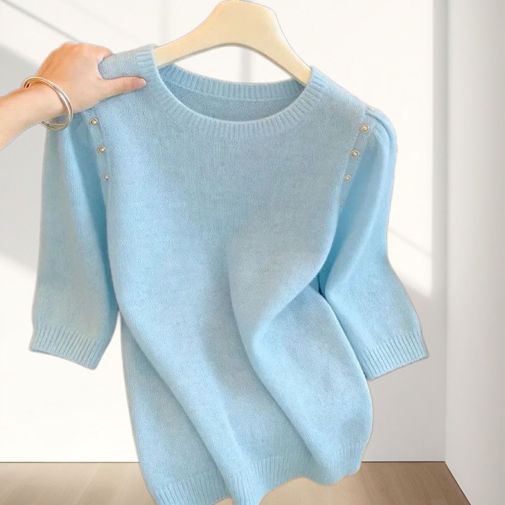 Áo len dệt kim cổ tròn thời trang cổ điển giúp che khuyết điểm cơ thể