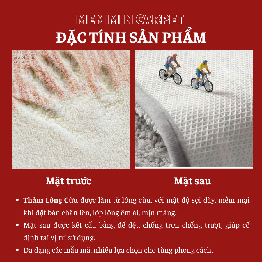 Thảm tròn lông mềm mịn đế dệt , thảm tròn decor, thảm hoạ tiết hoạt hình dễ thương đáng yêu - Memmincarpet -