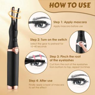 Máy uốn mi làm nóng USB Máy uốn mi điện có thể sạc lại với 3 chế độ nhiệt độ Công cụ tạo kiểu kẹp 2 trong 1 để trang điểm hàng ngày và vẻ ngoài tự nhiên