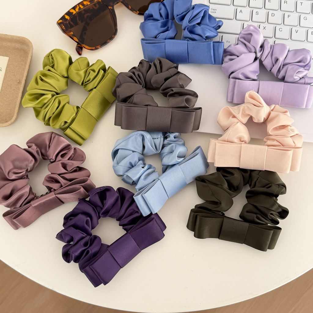 Hàn Quốc Scrunchie Satin Đơn Giản Cho Đuôi Ngựa