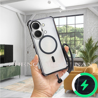 Thích hợp cho vỏ điện thoại VIVO Y05 4G VIVO V70 FE bốn góc chống rơi trong suốt vỏ mềm dây tay 0037
