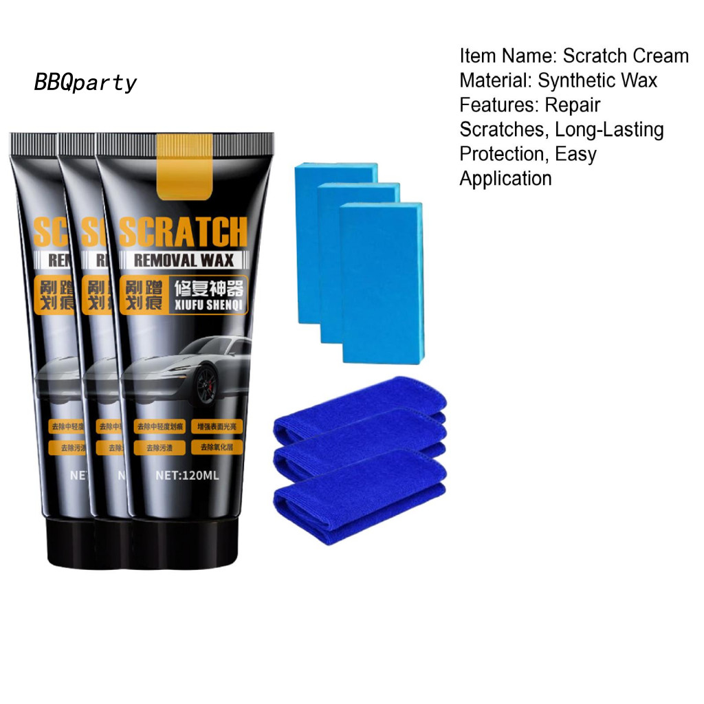 BBQparty Kem sửa chữa 120ml – Sáp tẩy vết xước cho ô tô, Bộ sửa chữa sơn ô tô, Dễ dàng sửa chữa trầy xước và vết xước cho khu vực Đông Nam