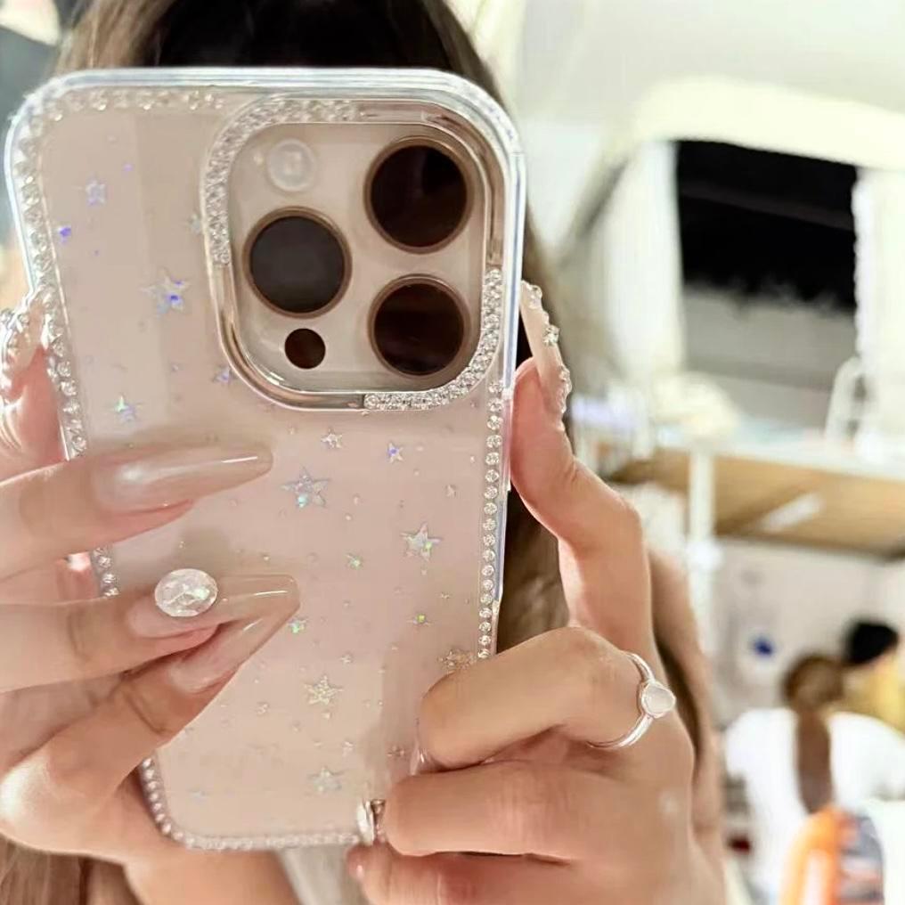 Trang trí ảo diệu lấp lánh sao cho iPhone 16 plus vỏ 15 plus nhỏ 14 Pro