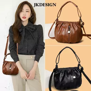 Túi đeo vai JKDESIGN, Túi xô dây kéo bằng da Pu, Túi xách nữ màu trơn Mẹ