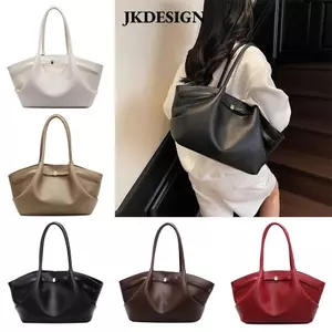 Túi xách nữ JKDESIGN, Túi đeo vai nách bằng da PU họa tiết vải lanh, Túi Tote màu trơn dung tích lớn thời trang du lịch