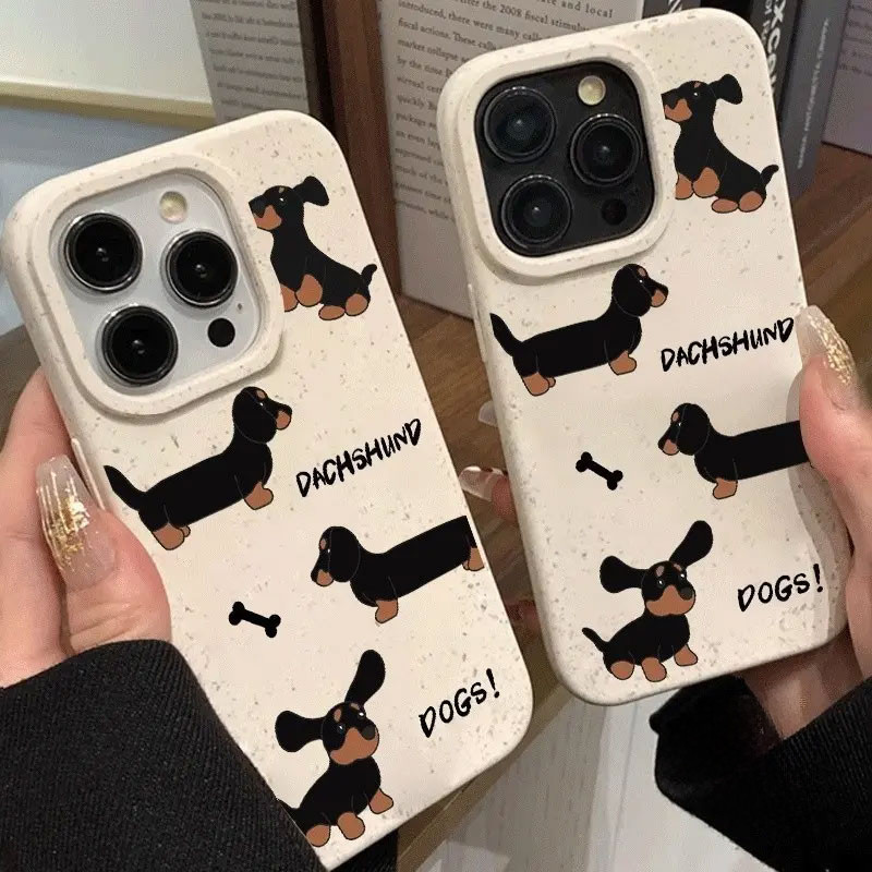 Ốp Chó Dachshund Hoạt Hình Phân Hủy Cho iPhone 11-17